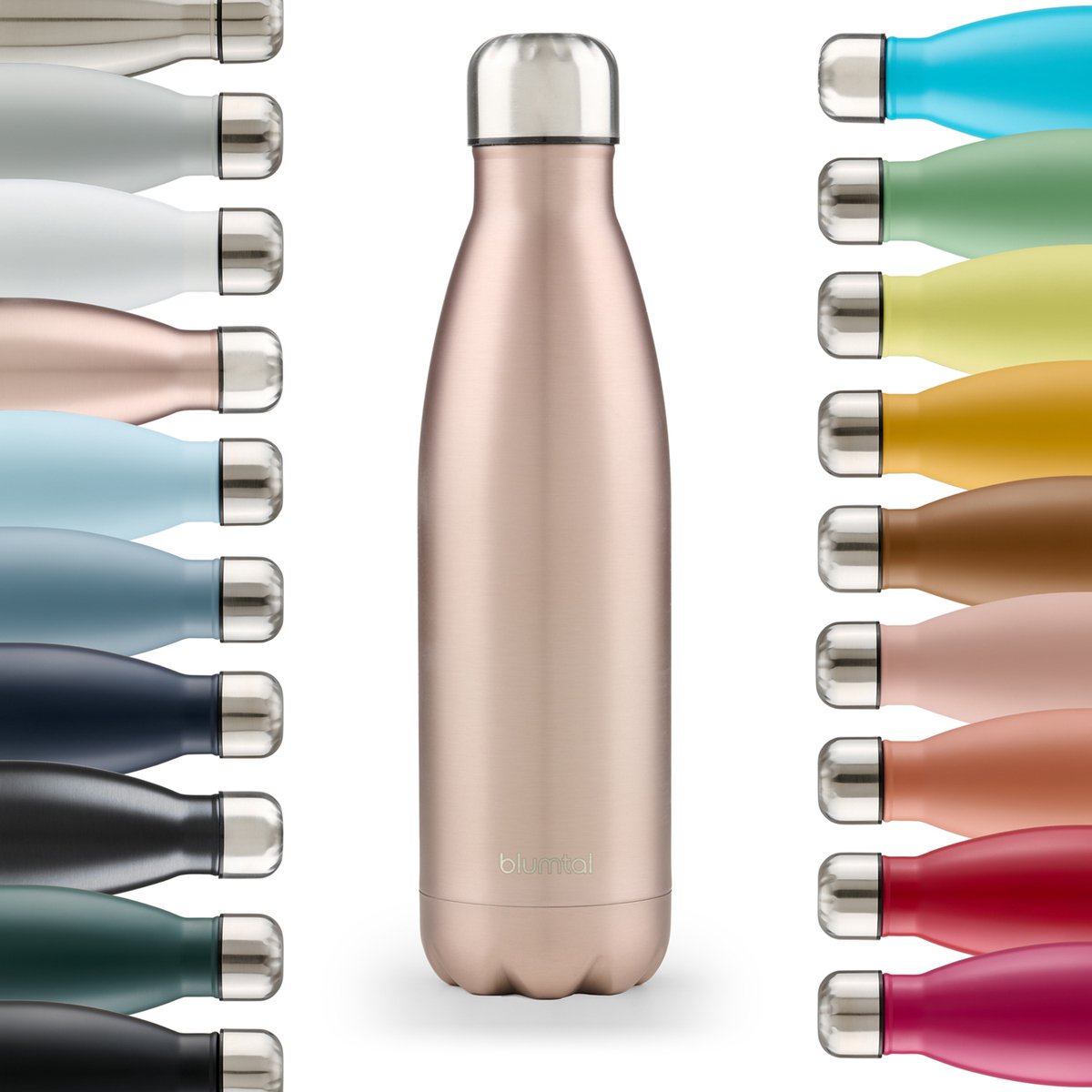 Blumtal Thermosfles - Met dubbele wand - Thermosbeker Koffie, Thee en Koele dranken - Travel Mug - 500ml - Rose Metallic