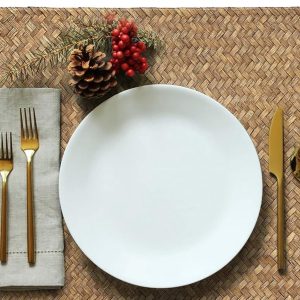 Candala Verpakking met 6 natuurlijke zeegras-rattan tafelsets, geweven tafelmat, placemat, koffiepad voor eettafel en keuken, rechthoekig, 43,2 x 30 cm (Koffie)