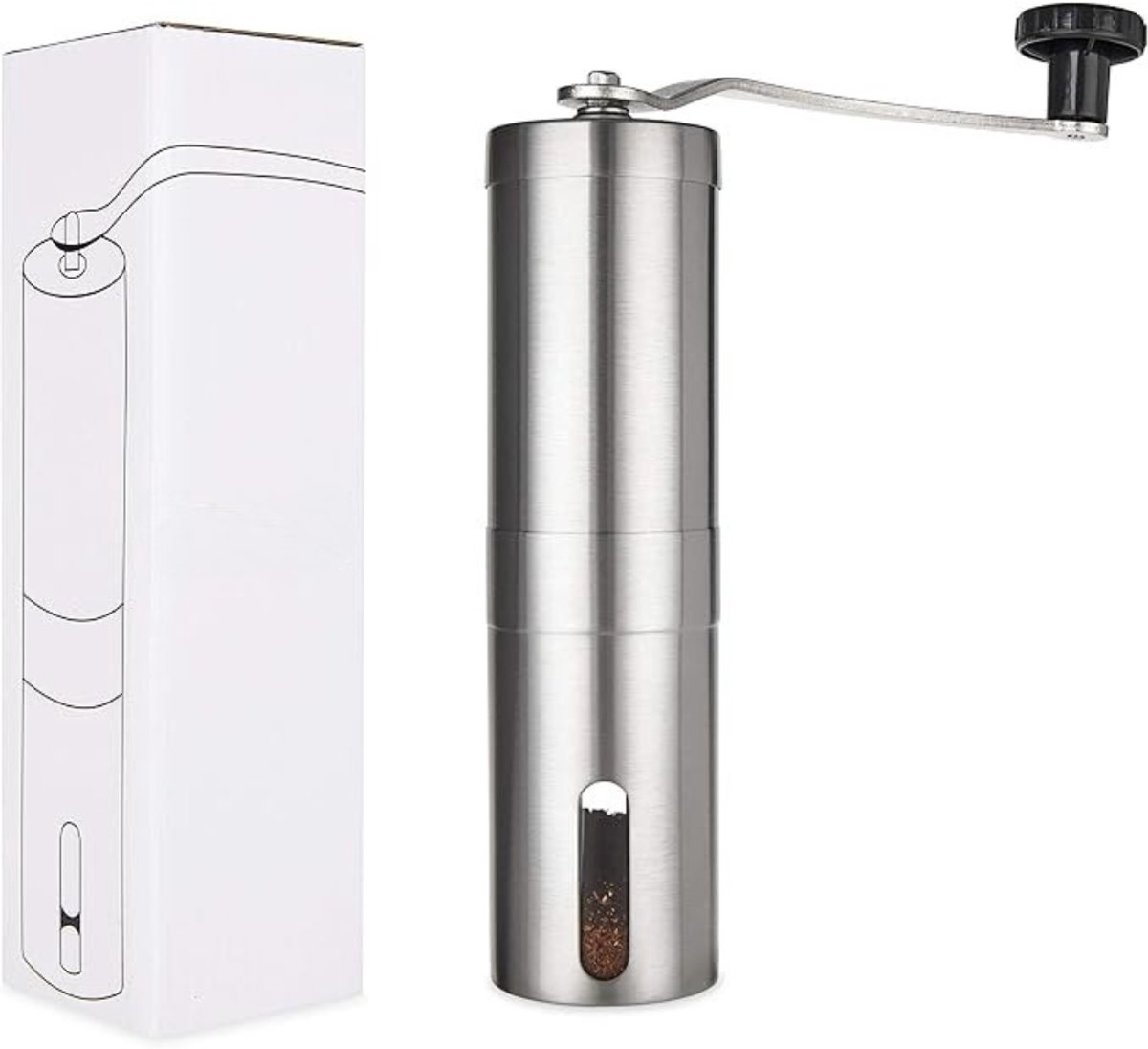 Core® Coffee Grinder - Moka Pot - Koffiemolens - met traploze instelling van de maalgraad - Roestvrijstalen - Zilver - 5cm x 5cm x 20cm