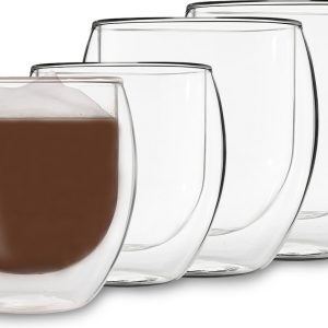 DUOS® Jumbo Latte Macchiato Glazenset (2x2 Maten), Dubbelwandige Latte Macchiato Glazen, Dubbelwandige Koffieglazen, Theeglazen, Cappuccino Glazen, IJskoffie Thermoglazen, Dubbelwandig, Espressoglazen