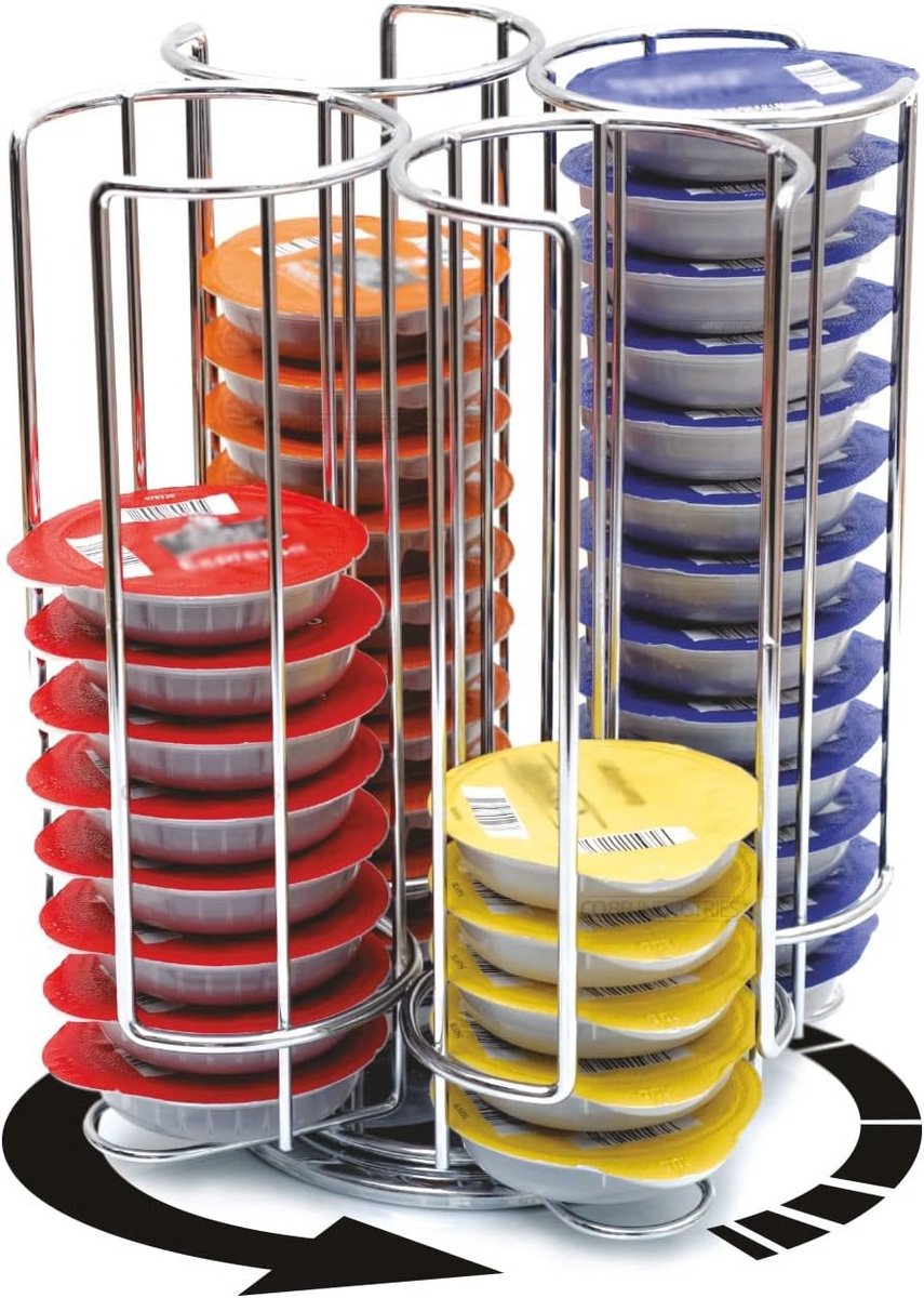 Draaibare Capsulehouder voor 52 Tassimo-capsules - Verchroomd Staal