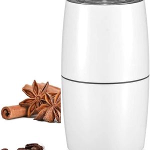 Elektrische koffie- en kruidenmolen, draagbare kruidenmolen met roestvrijstalen messen, koffiebonenmolen met één druk op de knop en hoge snelheid, geschikt voor het malen en hakken van droge en natte ingrediënten, 19,5 x 10 cm
