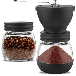 Handmatige koffiemolen - Handheld koffiemolen - Koffiemolen - met keramische maalschijf - Voor filterkoffie, French Press - PP - Zwart