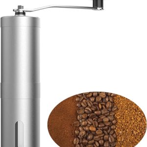 Handmatige koffiemolen - koffiemolen - coffee grinde - Afneembare handslinger - Geschikt voor reizen en kamperen - PP - Zilver