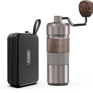 HiBREW G4B Handmatige Koffiemolen - Conische Maalschijven - Compact & Draagbaar - Grijsbruin