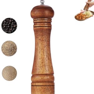 Houten pepermolen - Pepermolen - houten pepermolen klein - Donkerbruine houtkleur - Keukengerei - 5,5*21 cm - Houten zout- en pepermolen - Houten kruidenmolen - Met verstelbare rotor - Geschikt voor keukens, huizen, barbecues en restaurants