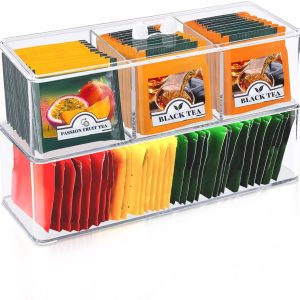 Ibenzoa® Transparante stapelbare theedozen set voor optimale thee- en koffiepads opslag