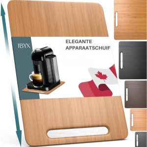 Ibyx Bamboe Schuifplank - Krasvrije Onderzetter met Wieltjes voor Koffiezetapparaat, Airfryer & Espressomachine - Keuken Organizer