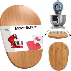 Ibyx Bamboe Schuifplank - Krasvrije Onderzetter met Wieltjes voor Koffiezetapparaat, Airfryer & Espressomachine - Keuken Organizer