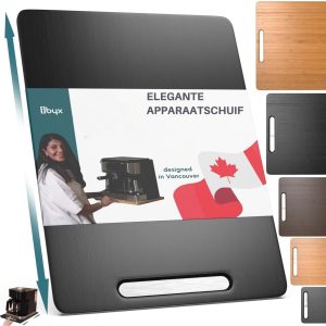 Ibyx Bamboe Schuifplank - Krasvrije Onderzetter met Wieltjes voor Koffiezetapparaat, Airfryer & Espressomachine - Keuken Organizer