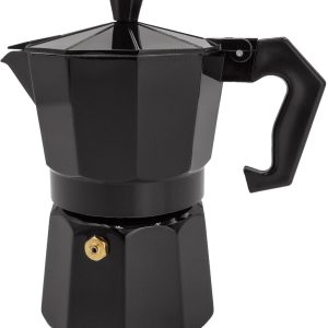 Intirilife Espressomaker aluminium - zwart - 3 kopjes mokkapot, 160 ml Italiaanse koffie, koffiezetapparaat geschikt voor gas, keramische kookplaat, elektrische kookplaat
