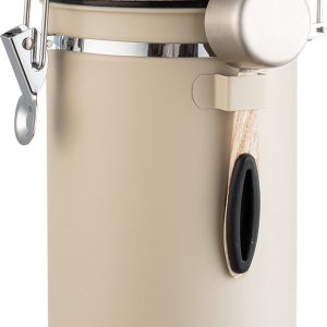 Koffieblik - Koffiebus - 1.8L - Koffieblikbewaarblik - Koffie Bewaarbus - Luchtdicht Koffieblik met CO2 Uitlaat - Houtnerf - Voor Koffie, Koffiebonen, Thee, Suiker, etc. - CO² Ventilatie - Bewaarblik - RVS