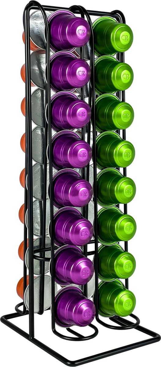 Koffiecapsule houder - Koffiecup houder - Cuphouder - Geschikt voor Nespresso cups - RVS - Zwart