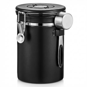 My Green Deal - RVS Koffie Bewaarbus 1,8L Zwart - Koffie Bewaarpot - Koffieblik - Luchtdichte Koffie Bewaarbus - Met Versheidsventiel
