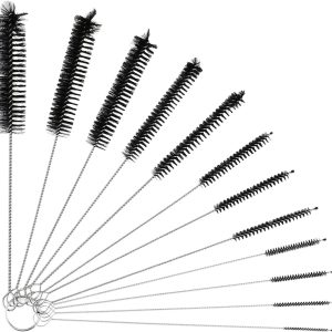 Reinigingsborstels - 12 Stuks 21 cm Lange Borstels - Flessenreinigingsborstels Melkslangborstel Nylon Slangborstelset Voor Theepotmondstuk - Espressomachines - Rietjes - Zwart