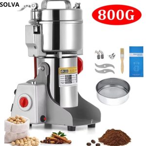SOLVA Koffiemolen - Koffiebonen Machine - Koffiebonen Maler - Koffieapparaat - Ook Voor Kruiden En Granen - 2400 W - 800 Gram - RVS - Zilver