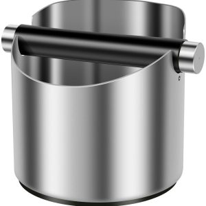 YOZHIQU Uitklopbakken - Koffiedikbak - Knock Box - 10x10x11cm - Antislip Bodem, Milieuvriendelijk ABS Materiaal, Demonteerbare Staaf, Schuine Opening - Geschikt voor Espressomachines - RVS - Zilver