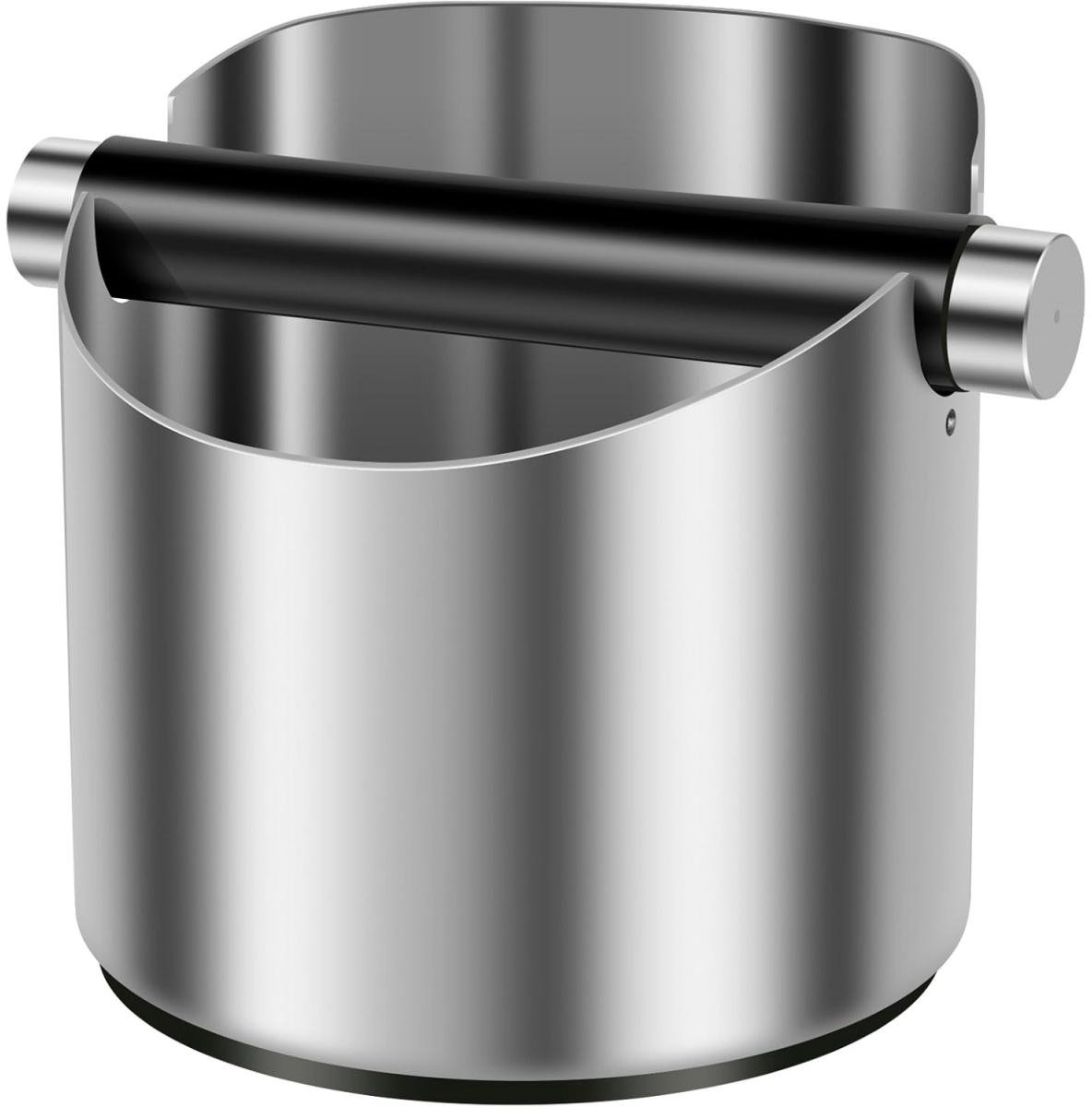 YOZHIQU Uitklopbakken - Koffiedikbak - Knock Box - 10x10x11cm - Antislip Bodem, Milieuvriendelijk ABS Materiaal, Demonteerbare Staaf, Schuine Opening - Geschikt voor Espressomachines - RVS - Zilver