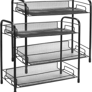 2-Tier Koffiestation Organizer - Ruimtebesparende Keuken Plank voor Koffiepads en Mokken, Perfecte Display Oplossing (zwart)