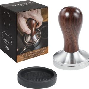 51mm Espressopers met Sabotage Mat 304 Roestvrij Staal Platte Basis Houten Handvat - Barista Espressomachines Accessoire