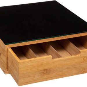 5Five Koffie cup/capsule houder - lade - bamboe hout - universeel - 30 x 10 cm - koffiecupjes bewaren