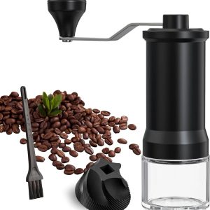 Allecto Plus - Handkoffiemolen met keramische kegelmolen - 30 maalgraadinstellingen - zwart - voor espresso en Franse pers