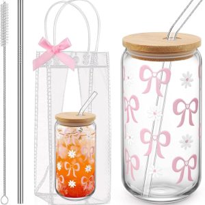 Beker met strik en geschenkzak, 500 ml ijskoffie smoothie, bierglas