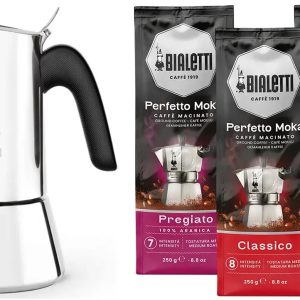 Bialetti Venus Percolator RVS 2 kops + Bialetti Koffiepakket 3 x 250gr
