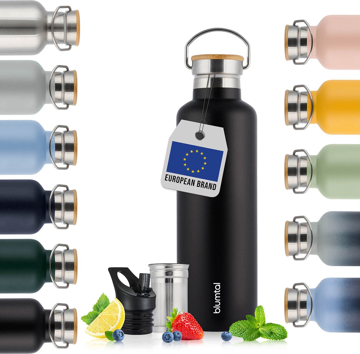 Blumtal Thermosfles 750 ml - Dubbelwandige Thermosfles - Drinkfles - BPA Vrij - Theefles - Thermos - Zwart