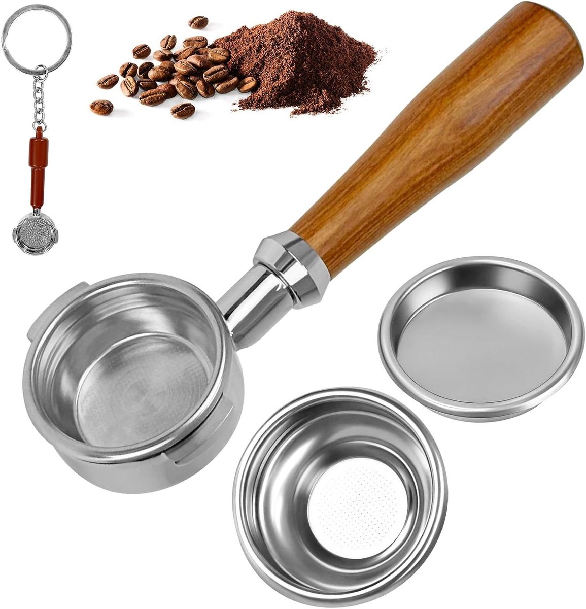 Bodemloze filterdragerset voor espressomachines - 58 mm, geschikt voor E61-groepskop - Ontworpen voor ECM, Rocket en meer - Espresso-accessoires