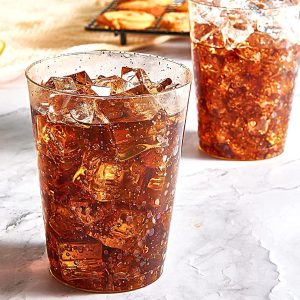 Candala Herbruikbare Plastic bekers met zilveren glitters, 50 stuks, 300 ml, meerdere keren te gebruiken, doorzichtig, herbruikbaar, elegant, feestje, perfect voor sap, bier, cocktails, frisdrank, desserts, ijskoffie, milkshakes, fruit