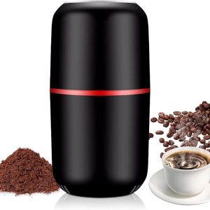 Elektrische koffiemolen, elektrische kruidenmolen, 125 g inhoud, elektrische propellmolen, draagbare elektrische grinder, koffiemolen voor koffiebonen, noten, specerijen en granen (zwart)
