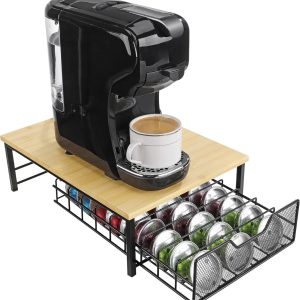 Famanu - Capsulehouder, 54 stuks, lade voor koffiepads, koffiecapsules, accessoires, capsuledispenser, capsulehouder, stijlvol, zwart