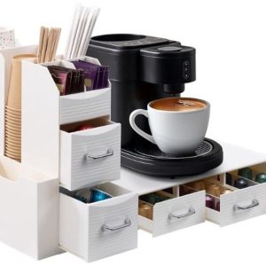 Famanu - Koffiecapsule lade organizer - Koffiecuphouder met 5 lades - Tot 48 cups - Wit