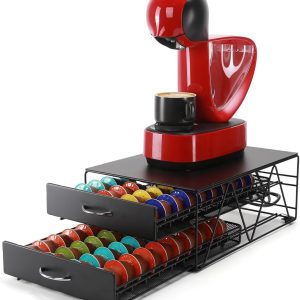Famanu - Koffiepads Houder - Capsulehouder met lades (2 Tier), Opbergbox geschikt voor 80 koffiecups, Organizer voor cups en accessoires.