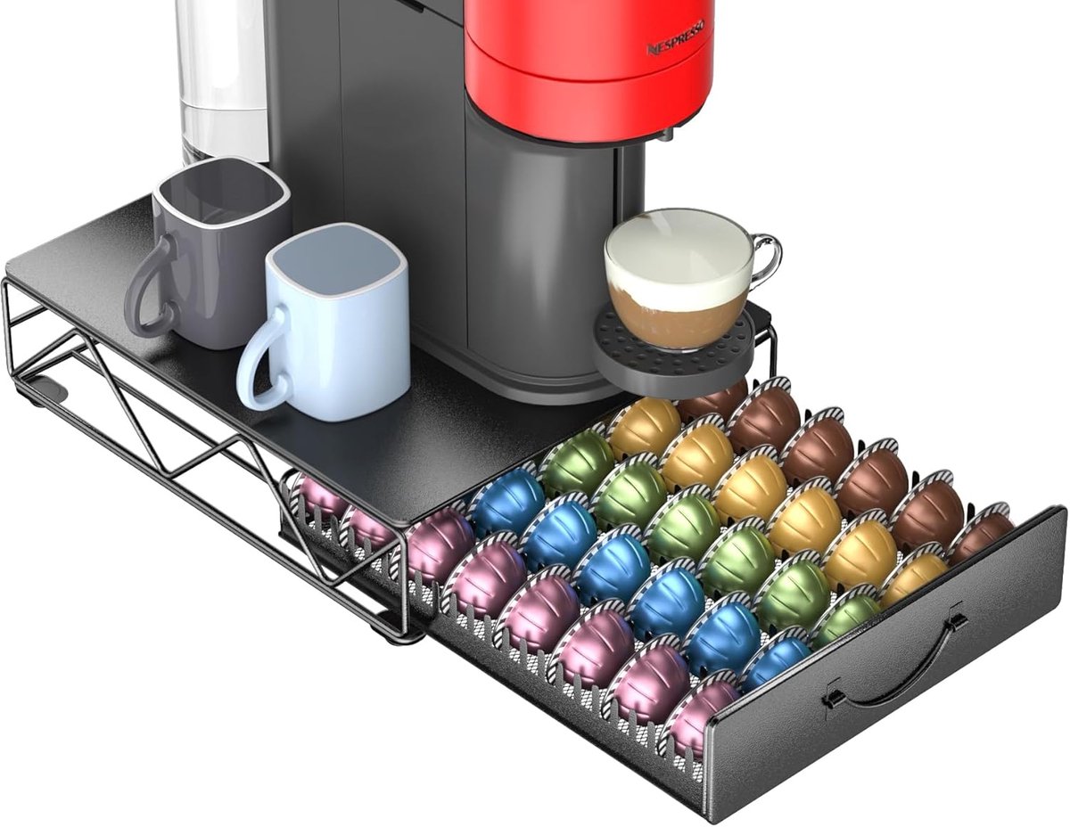 Famanu - Pod Houder Koffiecapsule Houders, Capsules Lade Opslag Koffiemachine Stand - 20 Capsule Capaciteit, Zwart