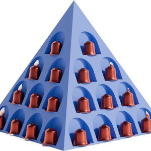 Fiastra Pyramid capsulehouder geschikt voor Nespresso capsules - capsule dispenser - koffiecup houder - blauw - 18 x 18 x 16 cm