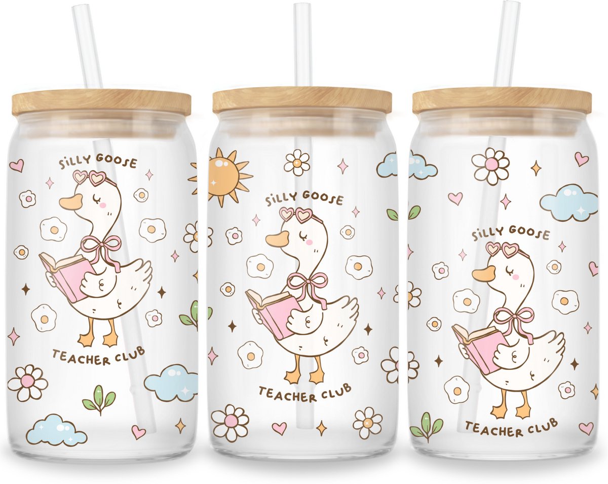 Glazen drinkbeker - IJskoffie beker - Glass Can - Silly Goose