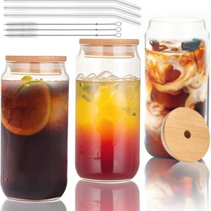 Glazen met deksel en rietje voor ijskoffie en cocktails - 550 ml
