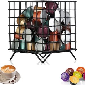 Grote Opbergmand voor Koffiecapsules en Espresso, Metalen Organizer voor Koffiepads en Koffieaccessoires, Ideaal voor Aanrecht en Keuken