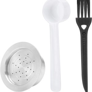 Herbruikbare set voor koffiecapsules, navulbare koffiepads van roestvrij staal met lepel en borstel - Duurzaam, compatibel, handig