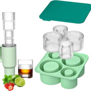 IJsblokjesvorm met deksel en 4 vakken - Voor ijsblokjes van 50 ml - Geschikt voor ijskoffie en whisky