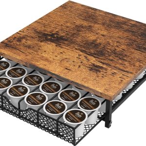 K-Cup Opbergorganizer, koffiepad-lade voor toonbank, pod-opberglade voor K-Cup met 36 pad-pack-opberglade, koffiecapsule-opberglade met verschuifbare manden, zwart