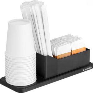 Keukenorganizer - Koffie en Thee Organizer - Koffiecups Houder - 24,4 x 8,7 x 6,8 cm - 2 Vakken - Zwart