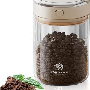 Koffie Bewaarbus - Luchtdichte Voorraadpot - Verse Koffie Opslaan - Vacuümdeksel Datumweergave - 1100 ml - Transparant