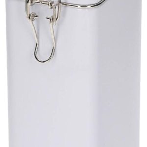Koffieblik / bewaarblik - wit - beugelsluiting - 12 x 8 x 20 cm - rechthoekig - bonen / filterkoffie / cups