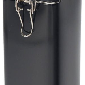 Koffieblik / bewaarblik - zwart - beugelsluiting - 12 x 8 x 20 cm - rechthoekig - bonen / filterkoffie / cups