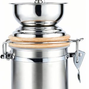 Koffiemolen Handmatig - Verstelbare Maalstand met Afsluitbare Voorraadpot - Handbediende Koffiebonenmolen voor de Keuken - 13.5x25x11.5cm