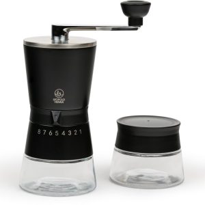 Leopold Vienna - Koffiemolen + bewaarpot Bologna giftset zwart- handmatig
