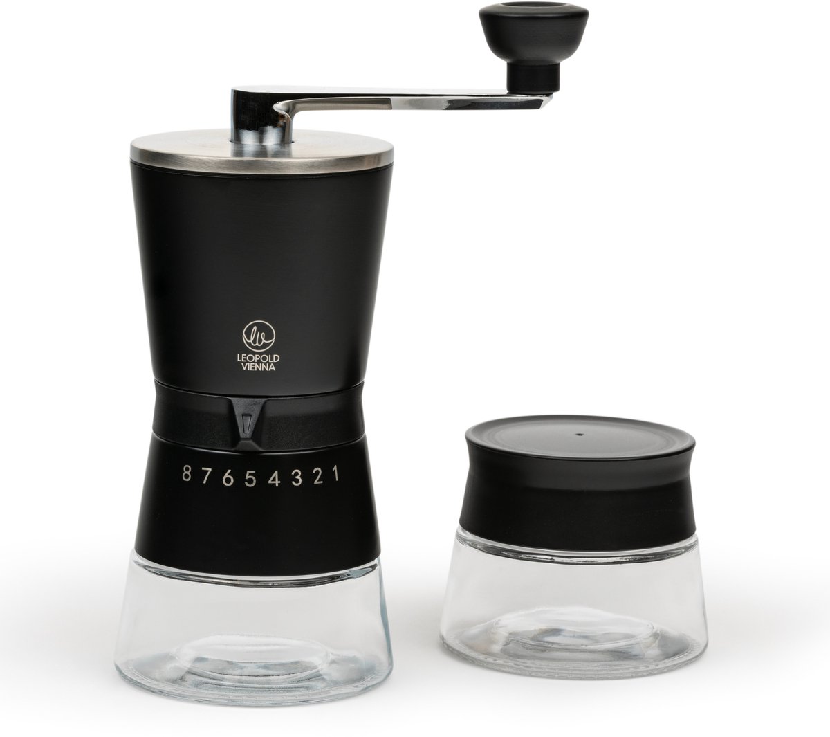 Leopold Vienna - Koffiemolen + bewaarpot Bologna giftset zwart- handmatig